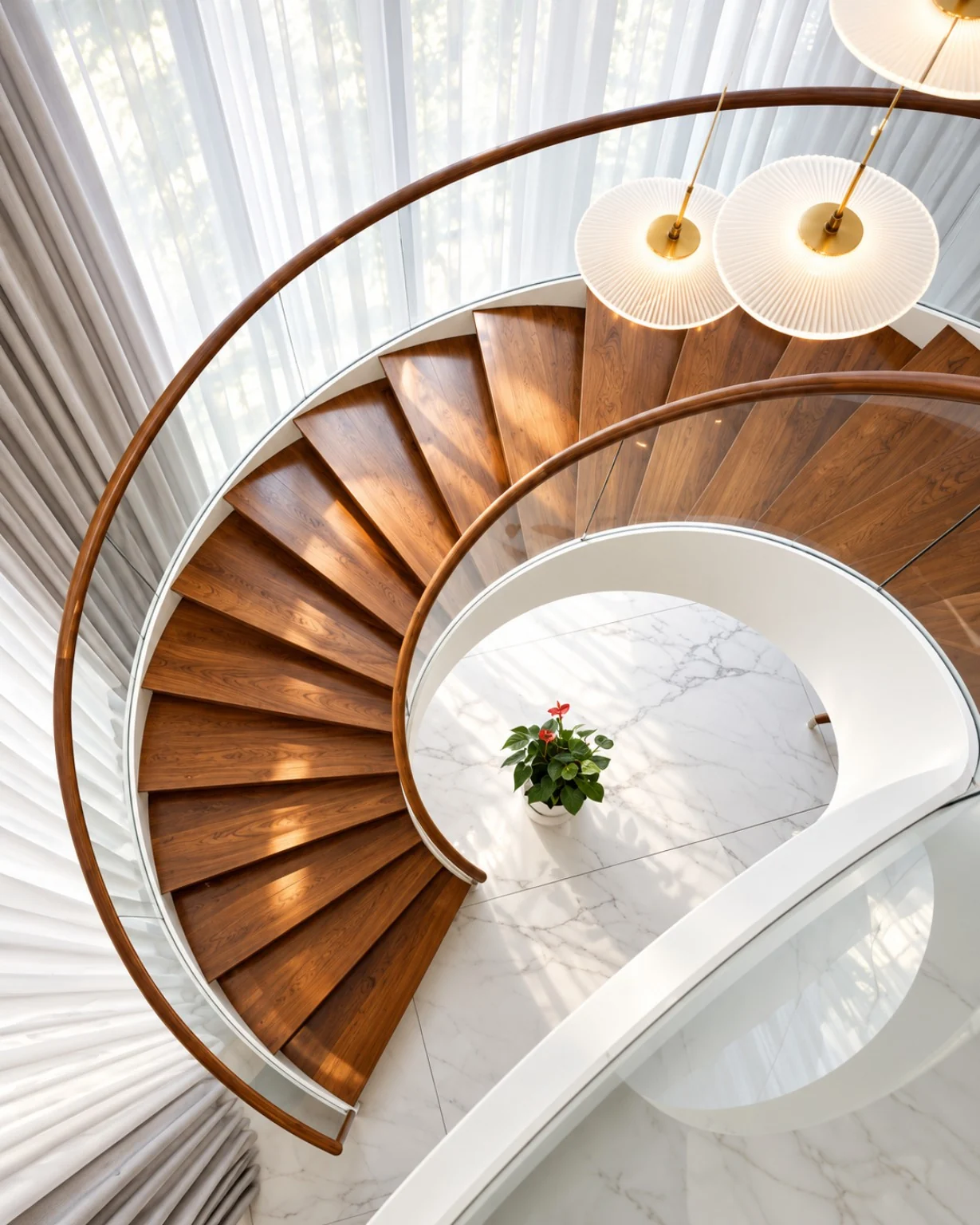 Curved Staircase Glass Railing