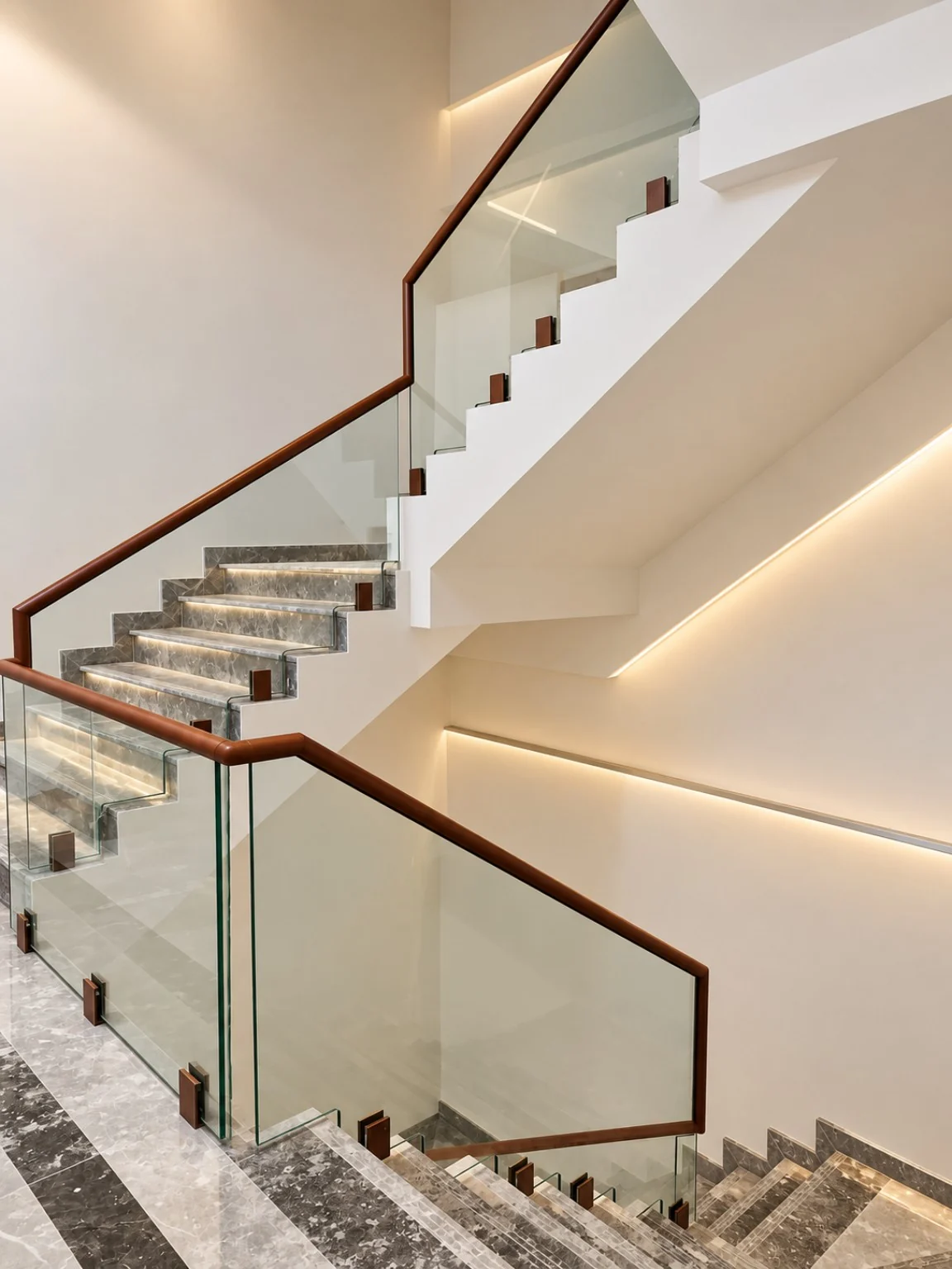 Wood-Finish Stair Handrail