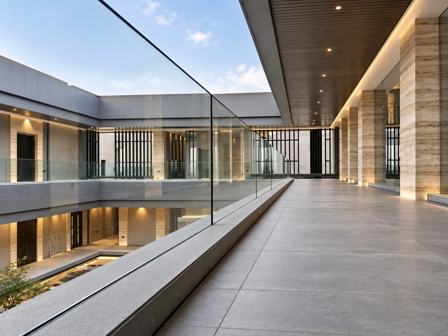 Double-Height Interior Glass Railing