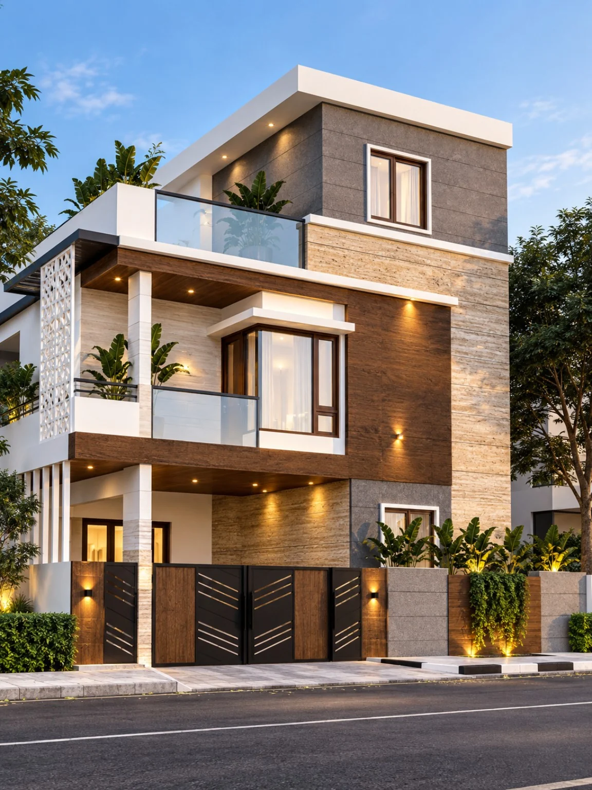 Contemporary Home Glass Railing