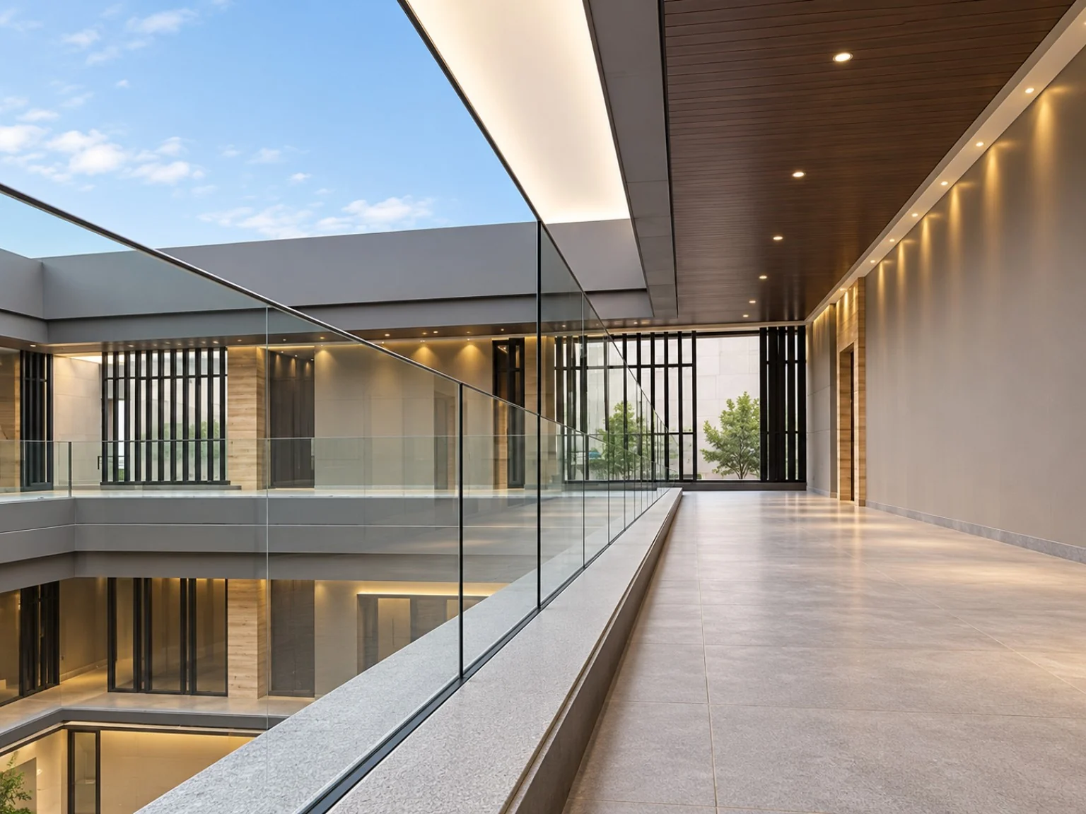 Atrium Walkway Glass Railing