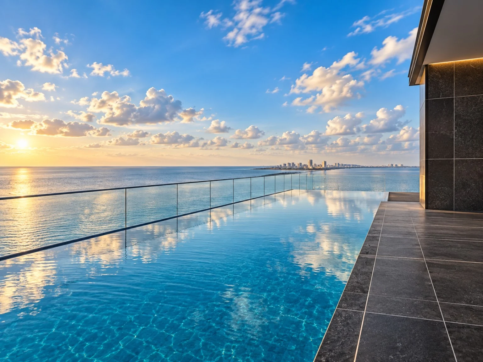 Poolside Terrace Glass Railing