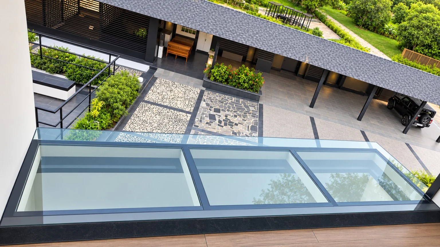Linear Glass Canopy Skylight