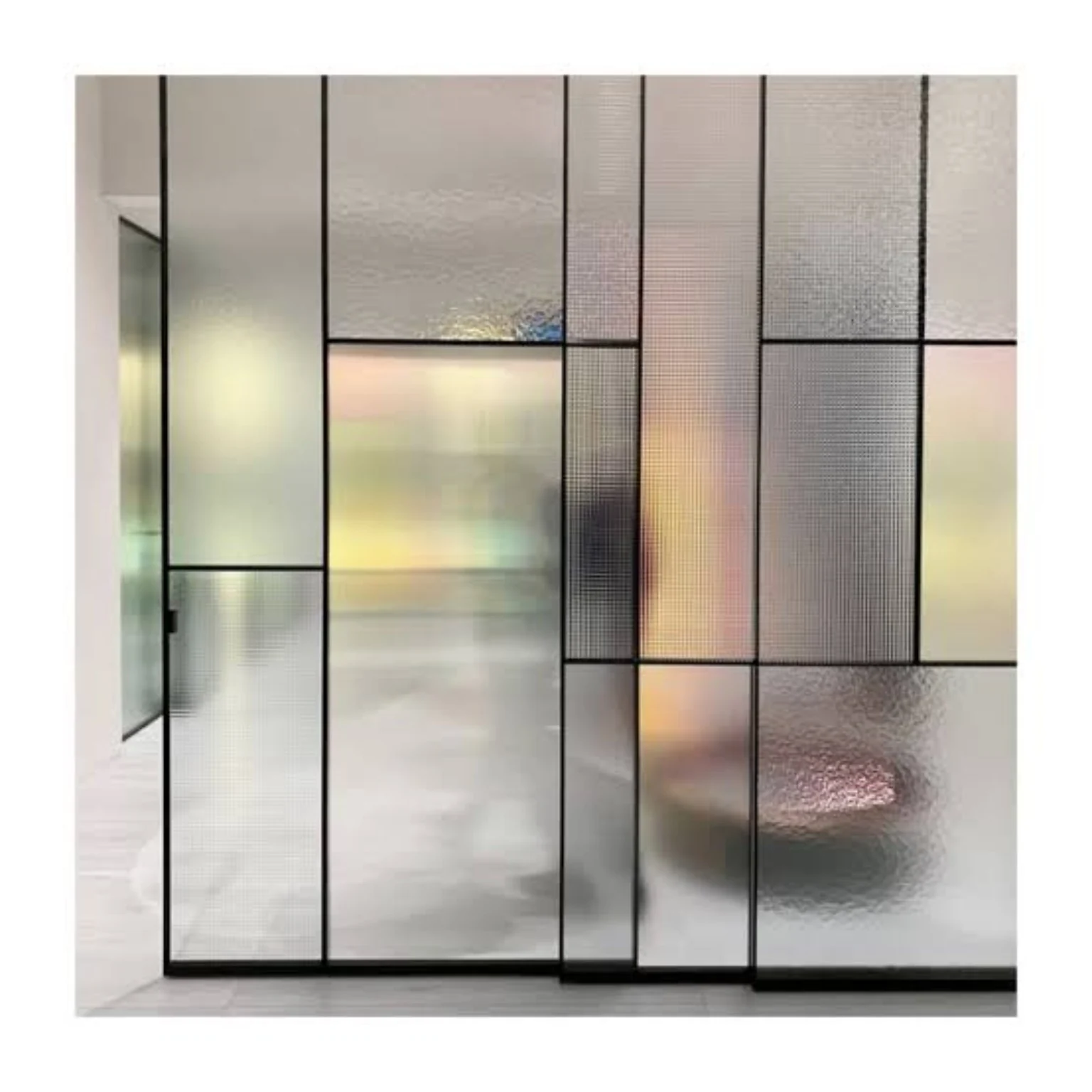 Decorative frosted aluminium glass partition