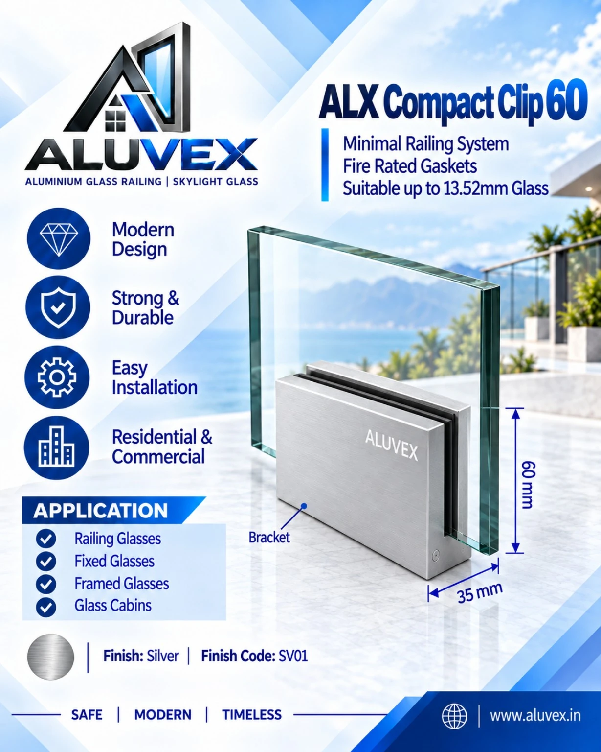 ALX Compact Clip 60 ALUVEX profile
